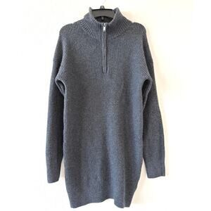 Old Navy Gray Mock-Neck 1/4 Zip Mini Sweater Shift Dress Women’s Medium Preppy